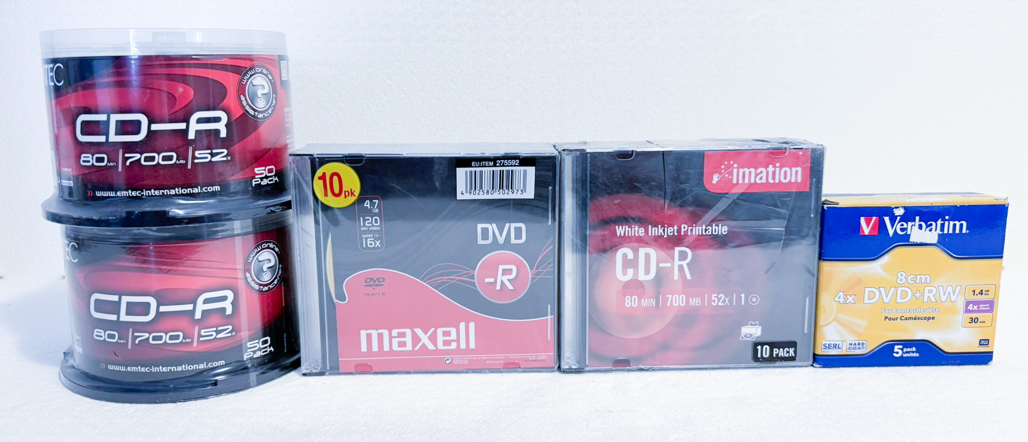 CD in DVD mediji – Emtec, Maxell, Imation, Verbatim | CD-R, DVD-R, DVD+RW komplet za zapisovanje podatkov