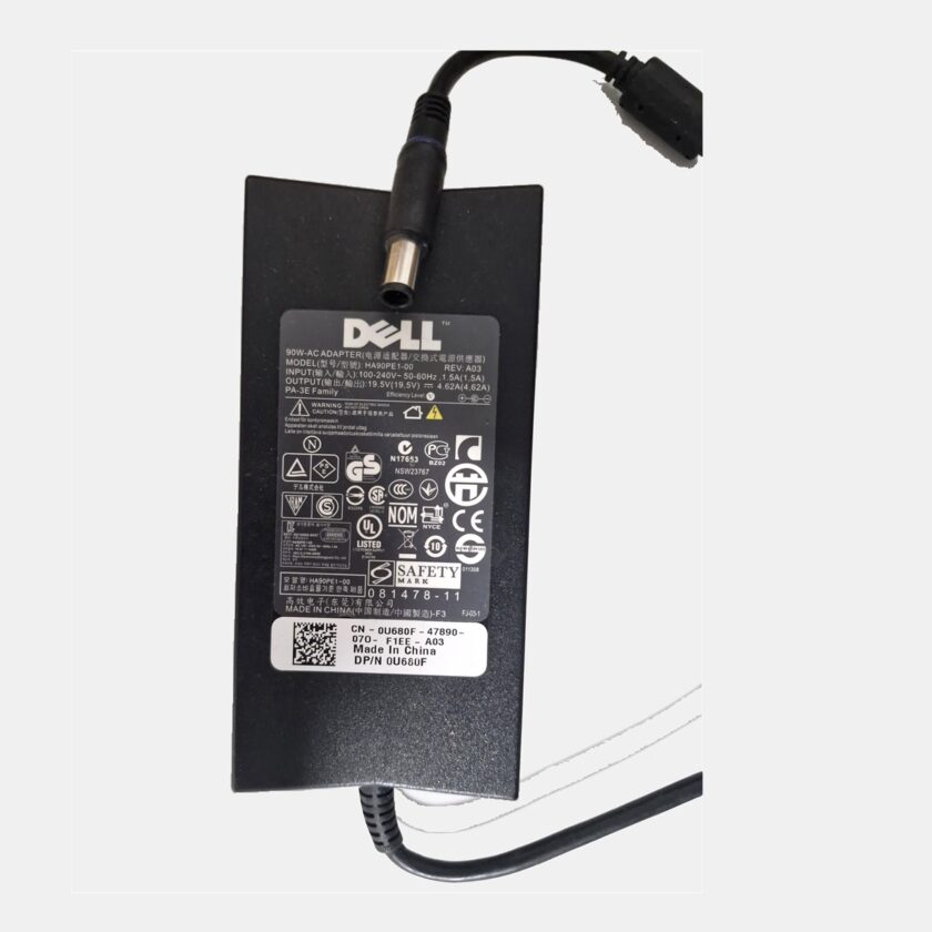 Dell napajalnik za prenosnik 90 W slim, 19,5 V 4,62 A, 7,4 mm (HA90PE1-00, 0U680F)