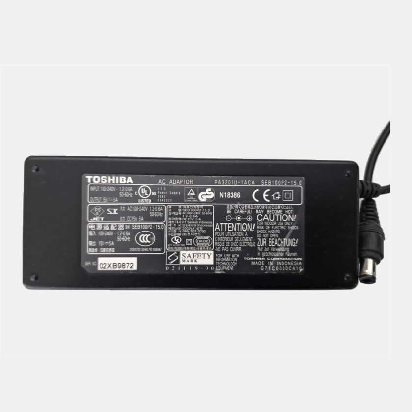 Toshiba napajalnik za prenosnik 75 W, 15 V 5 A, 6,3 × 3,0 mm (PA3201U-1ACA)